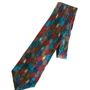 Andre Valetino Men's Multicolor Abstract Print Silk Neck Tie
